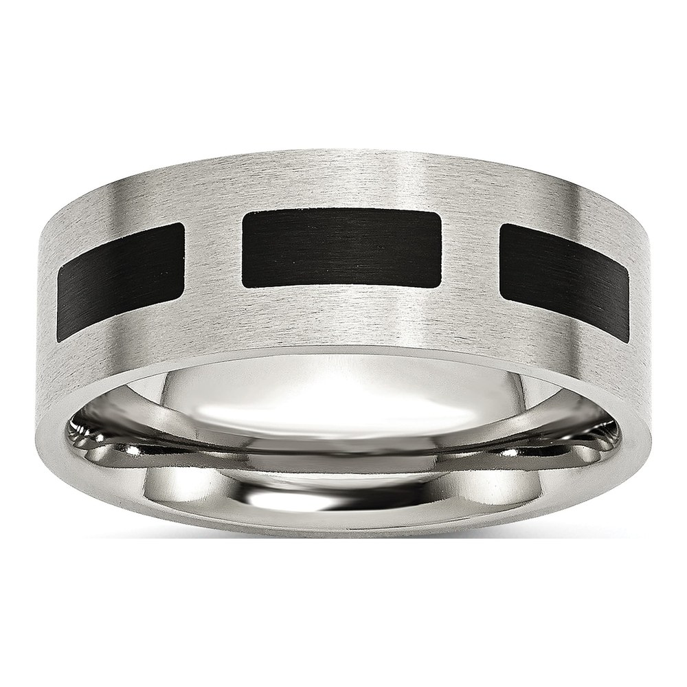 Stainless Steel 8mm Black Rubber Wedding Band