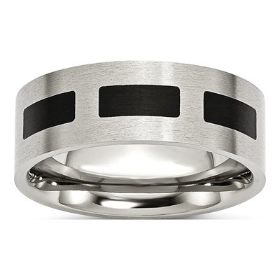 Stainless Steel 8mm Black Rubber Wedding Band