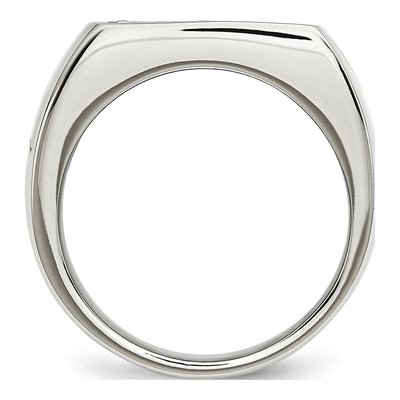 Men's Stainless Steel Antiqued Cross Signet Ring – view 3