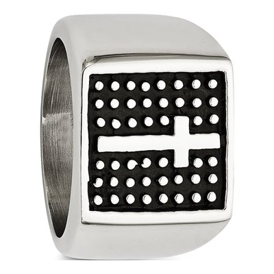 Men's Stainless Steel Antiqued Cross Signet Ring – view 6
