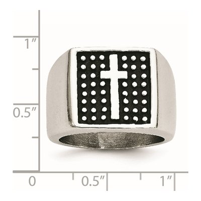 Men's Stainless Steel Antiqued Cross Signet Ring – view 8