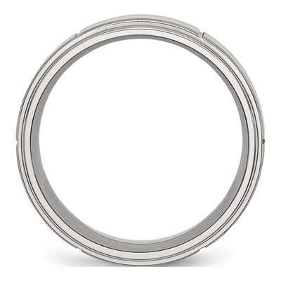 Stainless Steel 8mm Grooved Comfort-Fit Wedding Band – view 5