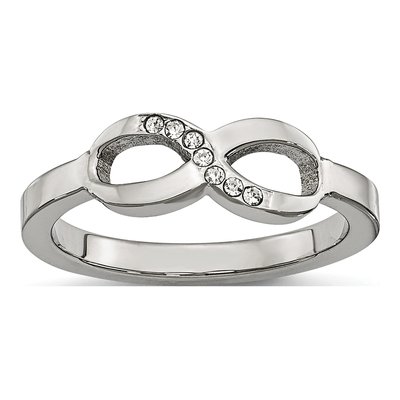 Stainless Steel CZ Infinity Ring