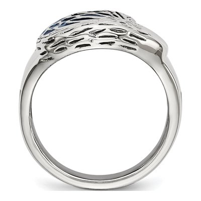 Men's Stainless Steel Blue Enamel Eagle Ring – view 3