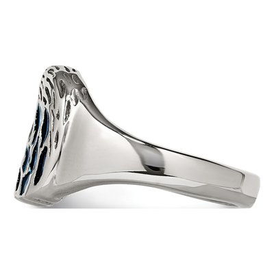 Men's Stainless Steel Blue Enamel Eagle Ring – view 4