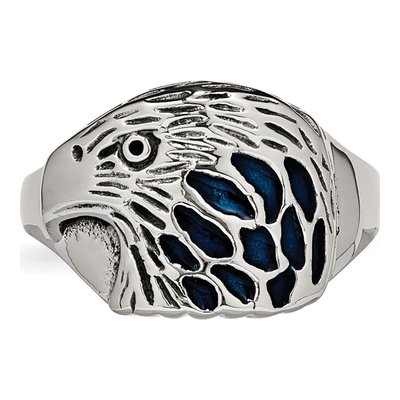Men's Stainless Steel Blue Enamel Eagle Ring – view 5