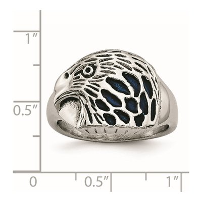 Men's Stainless Steel Blue Enamel Eagle Ring – view 7