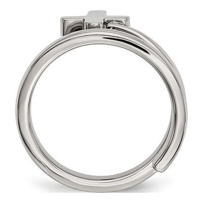Stainless Steel Twisted Cross Ring – view 3