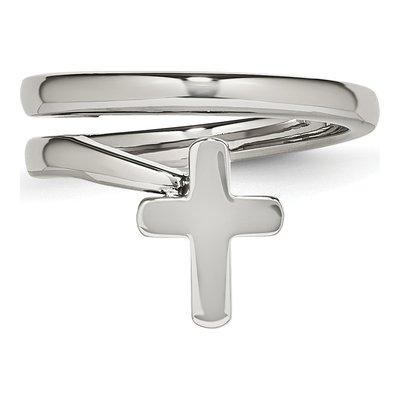 Stainless Steel Twisted Cross Ring – view 5