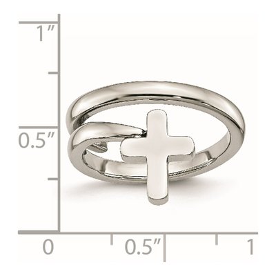 Stainless Steel Twisted Cross Ring – view 7