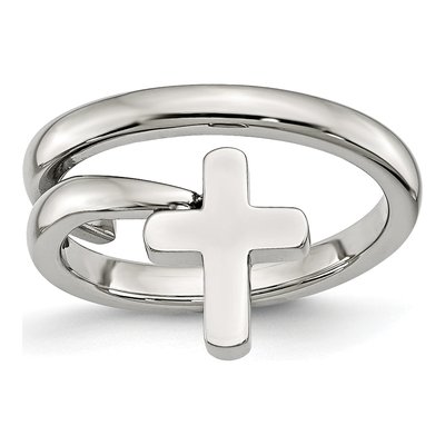 Stainless Steel Twisted Cross Ring