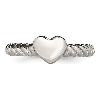 Stainless Steel Twisted Heart Ring – view 6