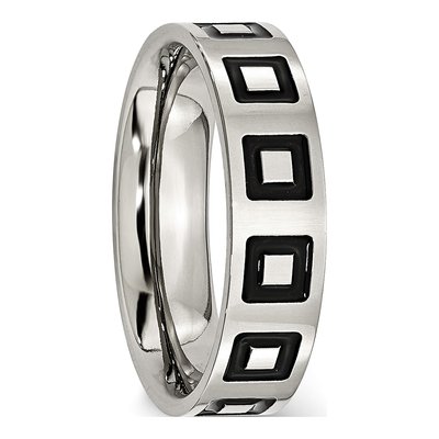 Stainless Steel 6mm Enameled Flat Wedding Band – view 5