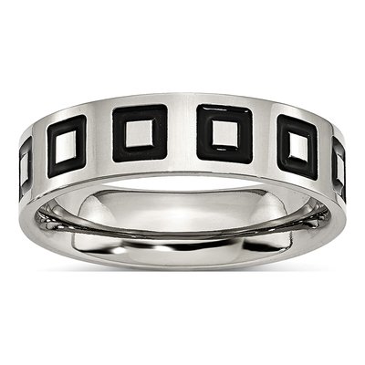 Stainless Steel 6mm Enameled Flat Wedding Band