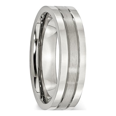Stainless Steel 6mm Grooved Comfort-Fit Wedding Band – view 7