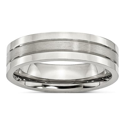 Stainless Steel 6mm Grooved Comfort-Fit Wedding Band