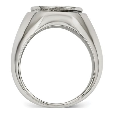 Men's Stainless Steel Black Enamel Cross Ring – view 3