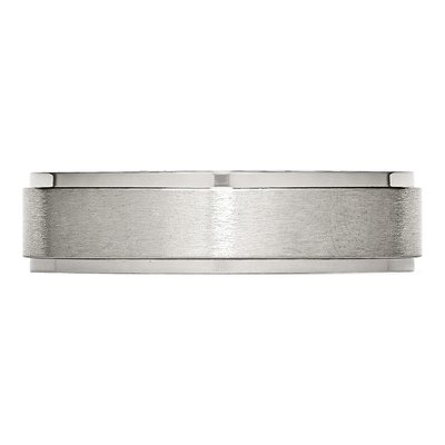 Stainless Steel 6mm Ridged Edge Comfort-Fit Wedding Band – view 3