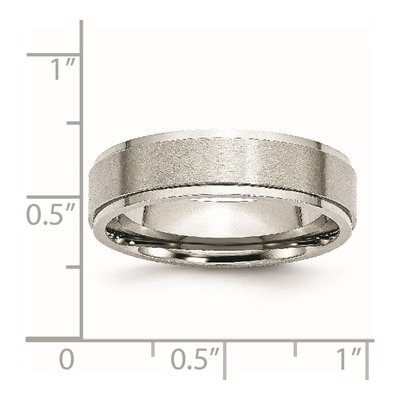 Stainless Steel 6mm Ridged Edge Comfort-Fit Wedding Band – view 6