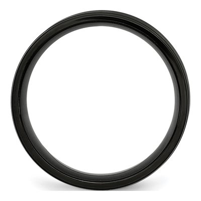 Black Stainless Steel 8mm Grooved Wedding Band – view 2