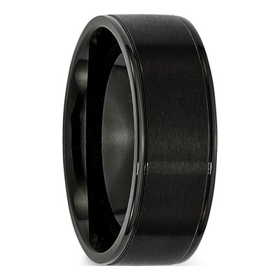 Black Stainless Steel 8mm Grooved Wedding Band – view 4
