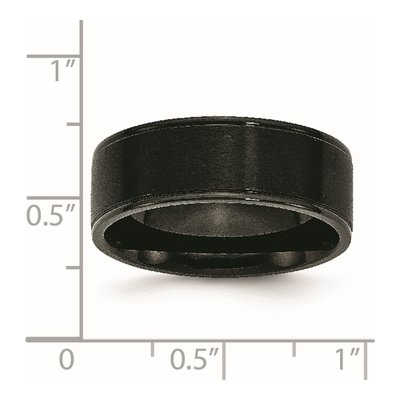 Black Stainless Steel 8mm Grooved Wedding Band – view 6