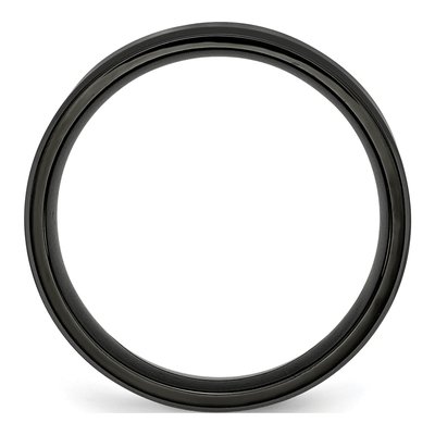 Black Stainless Steel 6mm Beveled Wedding Band – view 3