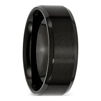 Black Stainless Steel 8mm Beveled Comfort-Fit Wedding Band – view 5