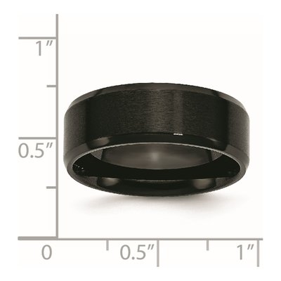 Black Stainless Steel 8mm Beveled Comfort-Fit Wedding Band – view 7