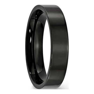 Black Stainless Steel 5mm Flat Wedding Band – view 5