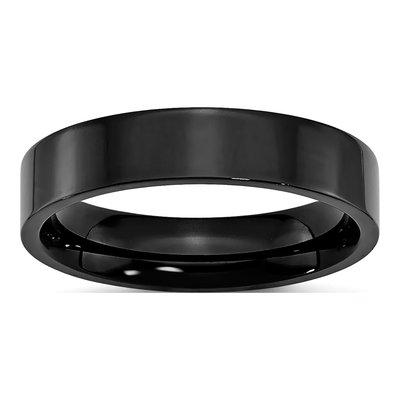 Black Stainless Steel 5mm Flat Wedding Band