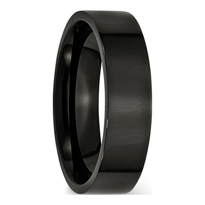 Black Stainless Steel 6mm Flat Wedding Band – view 5