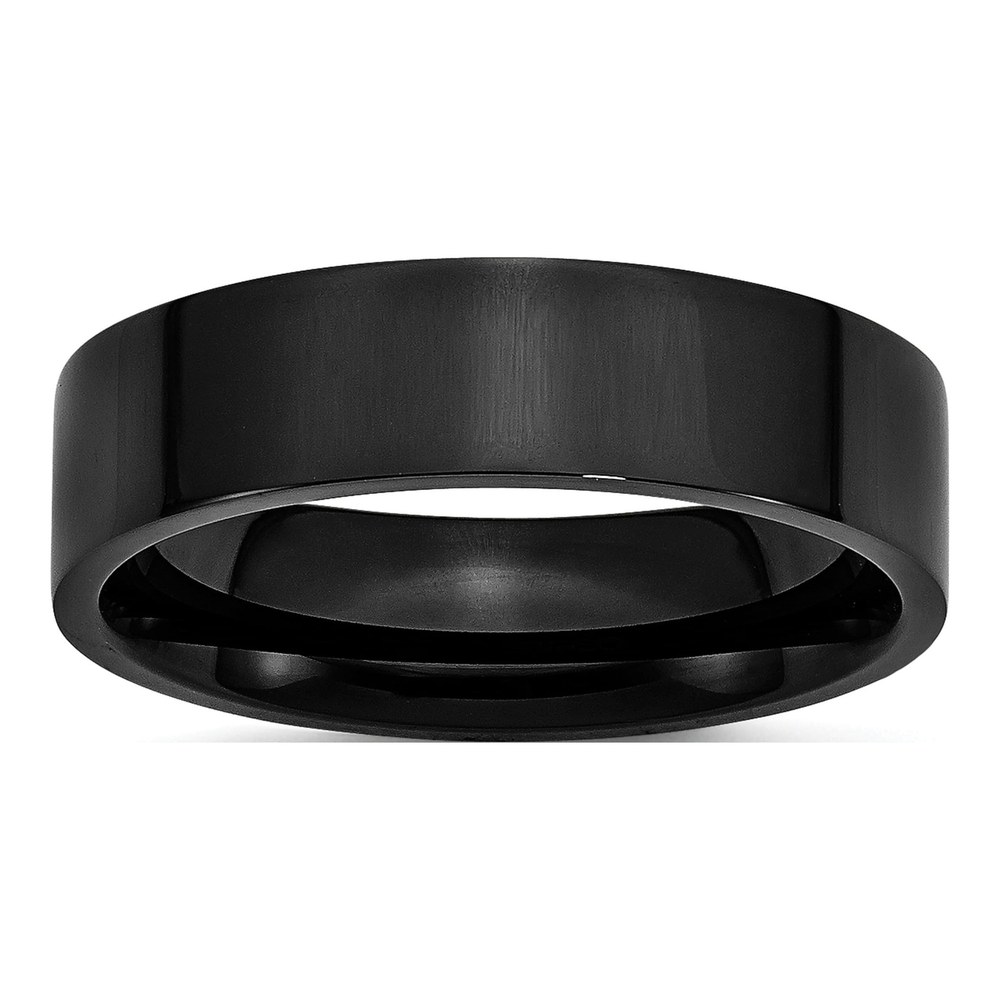Black Stainless Steel 6mm Flat Wedding Band