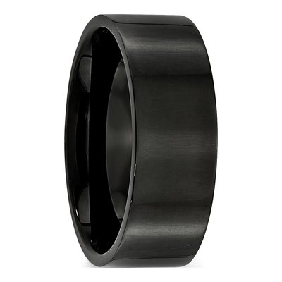 Black Stainless Steel 8mm Flat Wedding Band – view 5