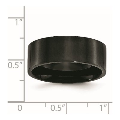 Black Stainless Steel 8mm Flat Wedding Band – view 7