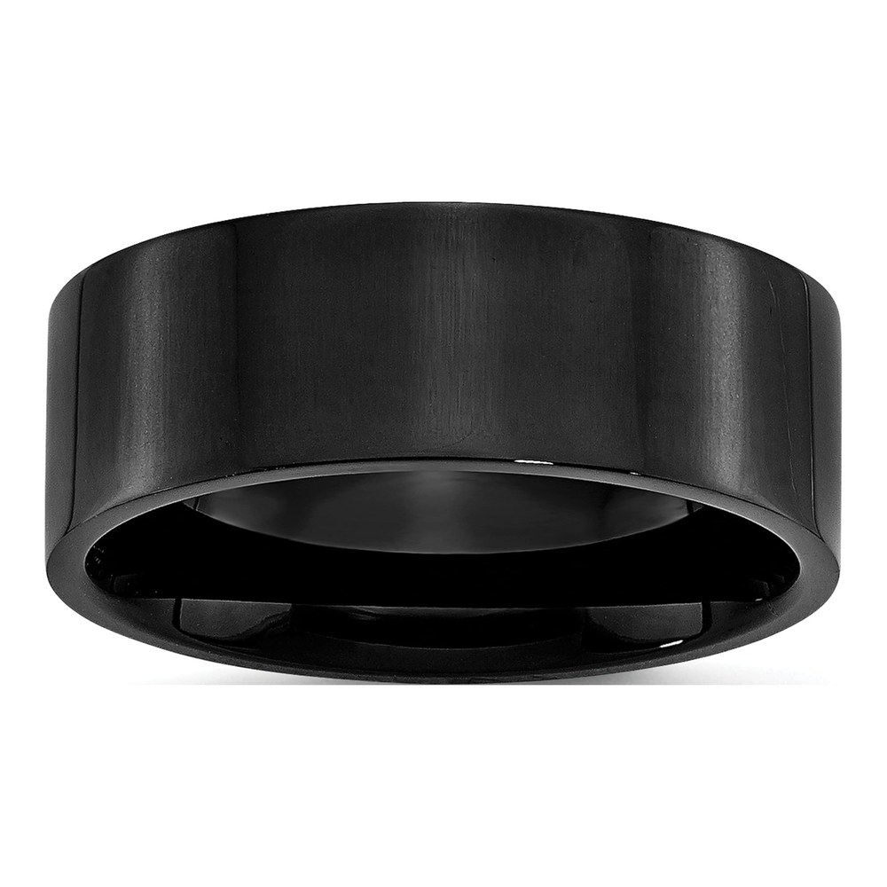 Black Stainless Steel 8mm Flat Wedding Band