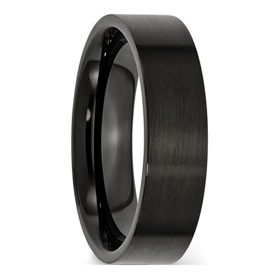 Black Stainless Steel 6mm Flat Wedding Band – view 5
