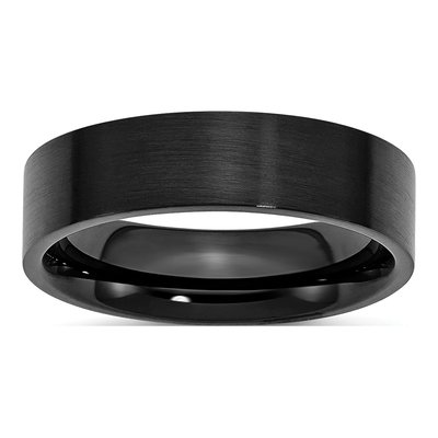 Black Stainless Steel 6mm Flat Wedding Band