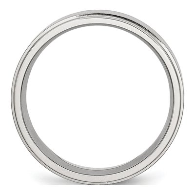 Stainless Steel 7mm Ridged Edge Comfort-Fit Wedding Band – view 2