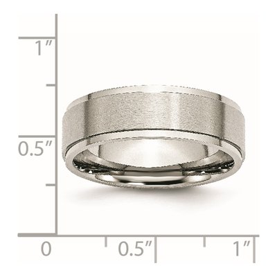 Stainless Steel 7mm Ridged Edge Comfort-Fit Wedding Band – view 6