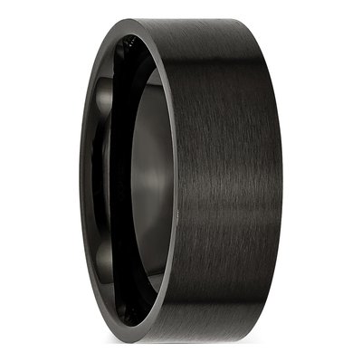 Black Stainless Steel 8mm Flat Wedding Band – view 5