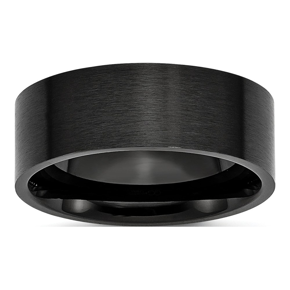 Black Stainless Steel 8mm Flat Wedding Band