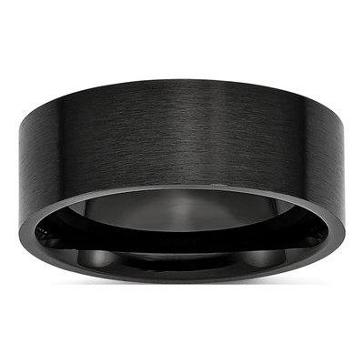Black Stainless Steel 8mm Flat Wedding Band