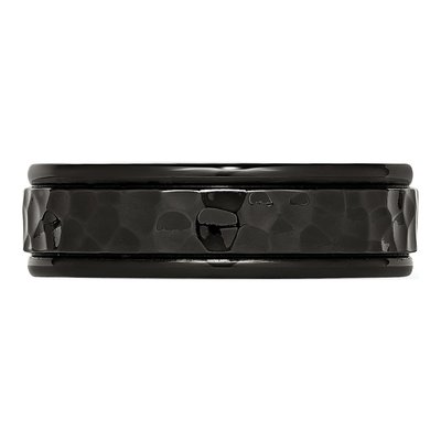 Black Stainless Steel 7mm Hammered Wedding Band – view 4