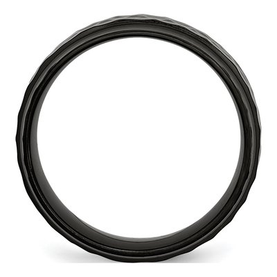 Black Stainless Steel 8mm Hammered Wedding Band – view 3