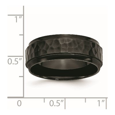 Black Stainless Steel 8mm Hammered Wedding Band – view 7