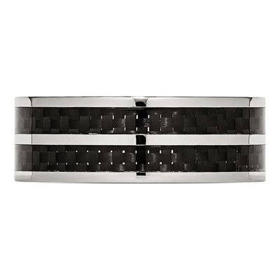Stainless Steel 8mm Black Carbon Fiber Wedding Band – view 4