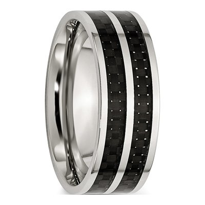 Stainless Steel 8mm Black Carbon Fiber Wedding Band – view 5