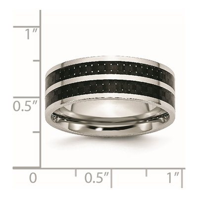 Stainless Steel 8mm Black Carbon Fiber Wedding Band – view 7