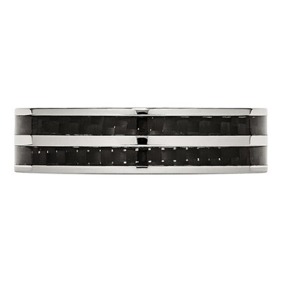 Stainless Steel 6mm Black Carbon Fiber Wedding Band – view 4